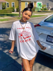  Casual Tee Dress Women's Plus Building & Letter Print Short Sleeve