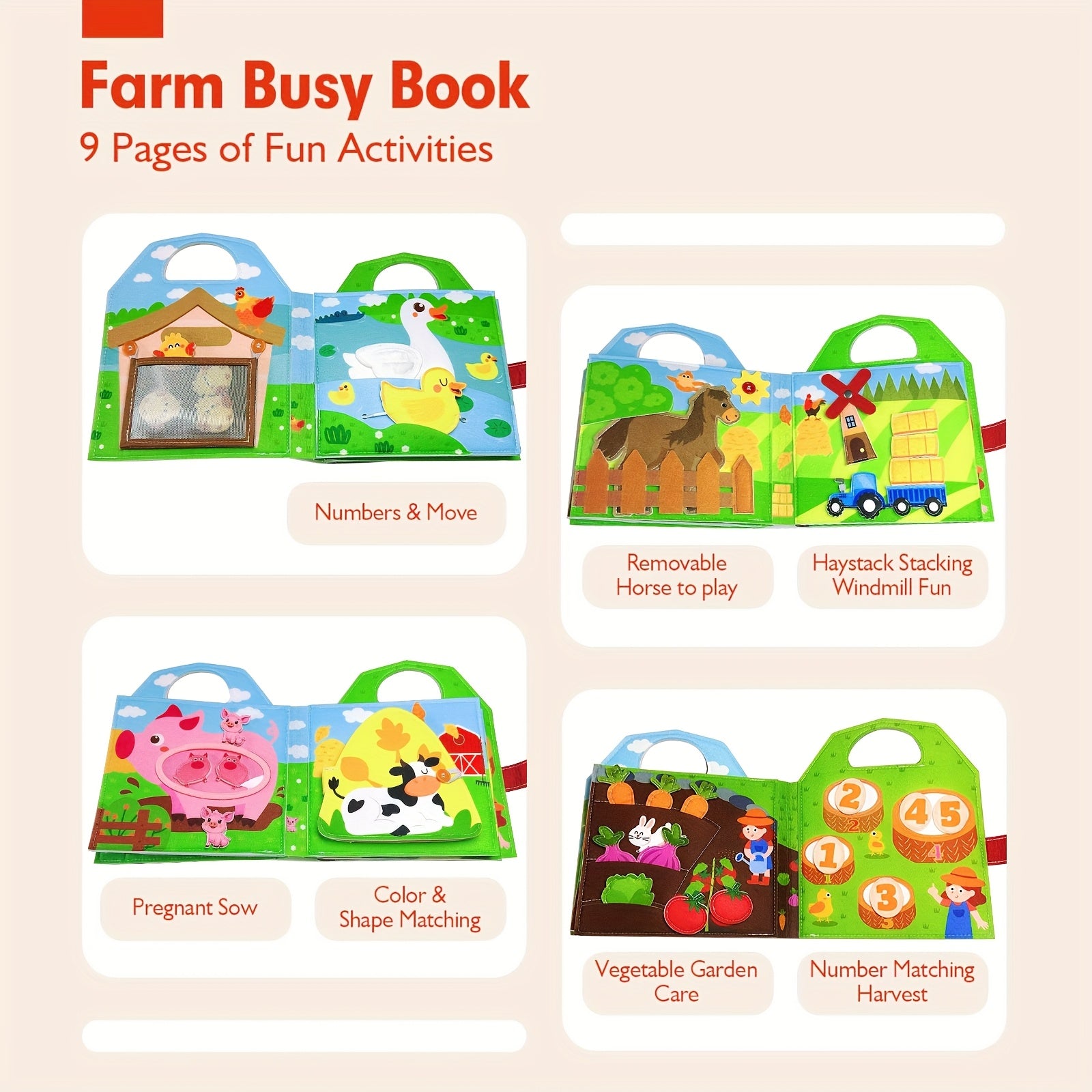 Farm Storybook: Busy & Quiet Book with Sensory Activities for Kids
