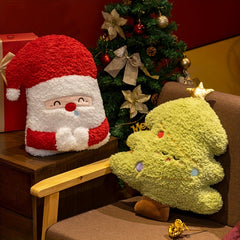 Christmas Plush Toys Santa & Reindeer Throw Pillow Scarves