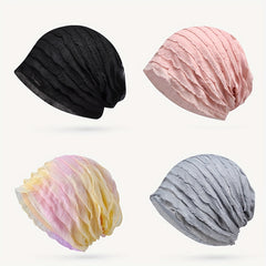 Solid Ruffles Beanie Cap for Women
