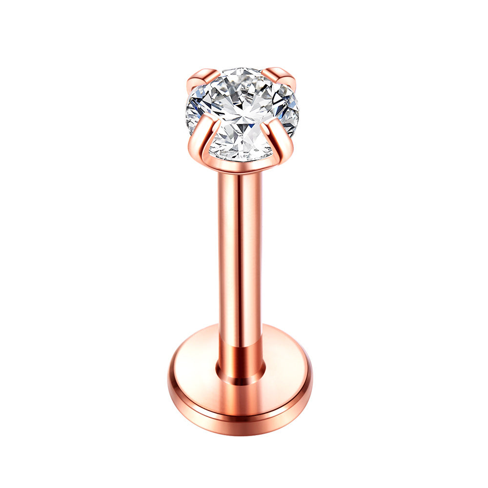Stainless Steel Zircon Lip Nail Studs Women's Piercing Jewelry