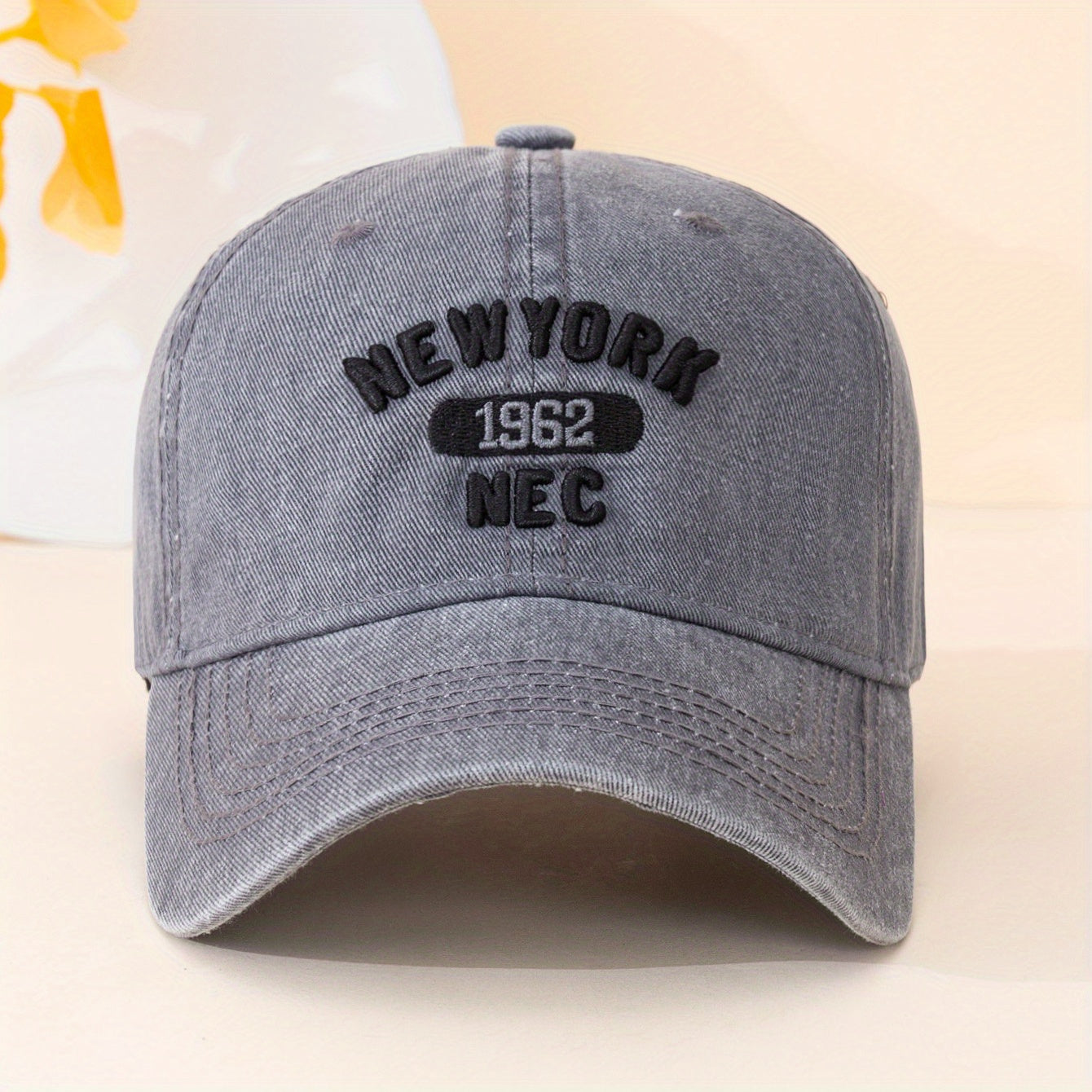 York 1962 Baseball Cap Vintage Embroidery Solid Sun Hat Unisex