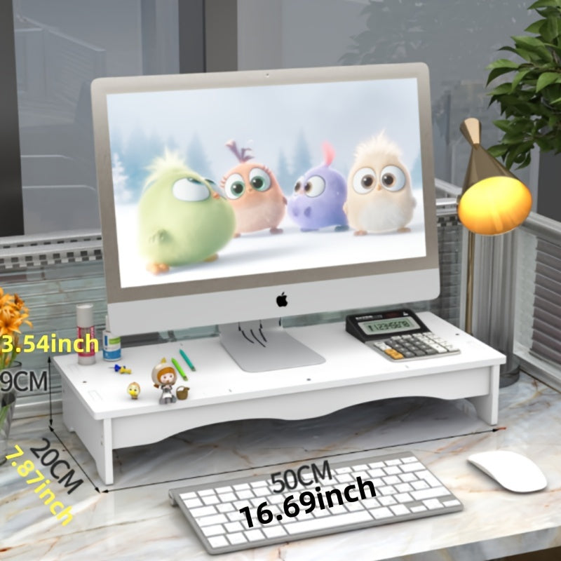 Wooden Desktop Monitor Stand with Storage Compartment