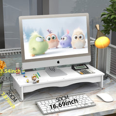 Wooden Desktop Monitor Stand with Storage Compartment