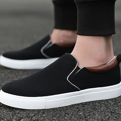 Men's Canvas Slip On Sneakers Loafers Khaki Grey