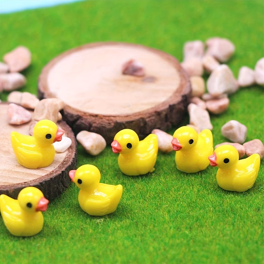 100pcs Yellow Duck Figurines Resin Home Decor Small Ducklings