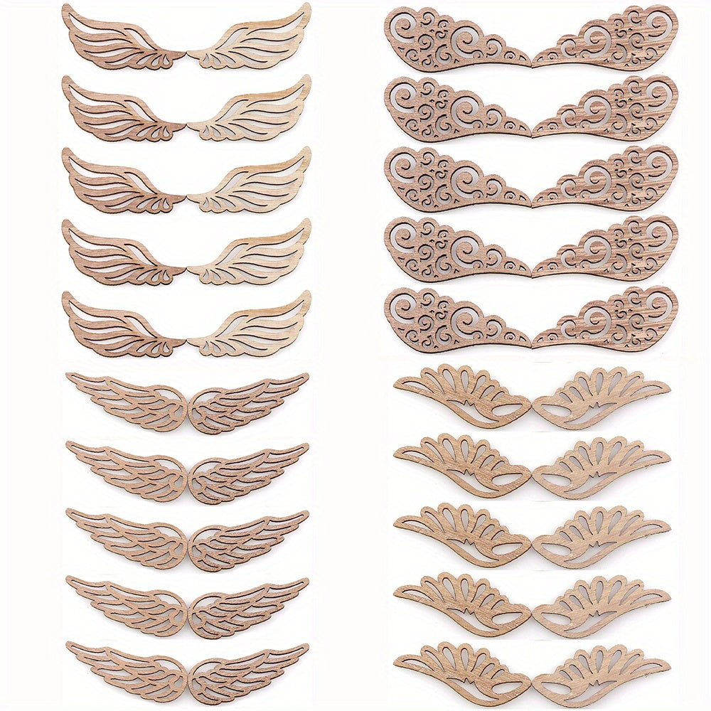 40pcs Wooden Angel Wings Cutouts DIY Hanging Pieces Crafts
