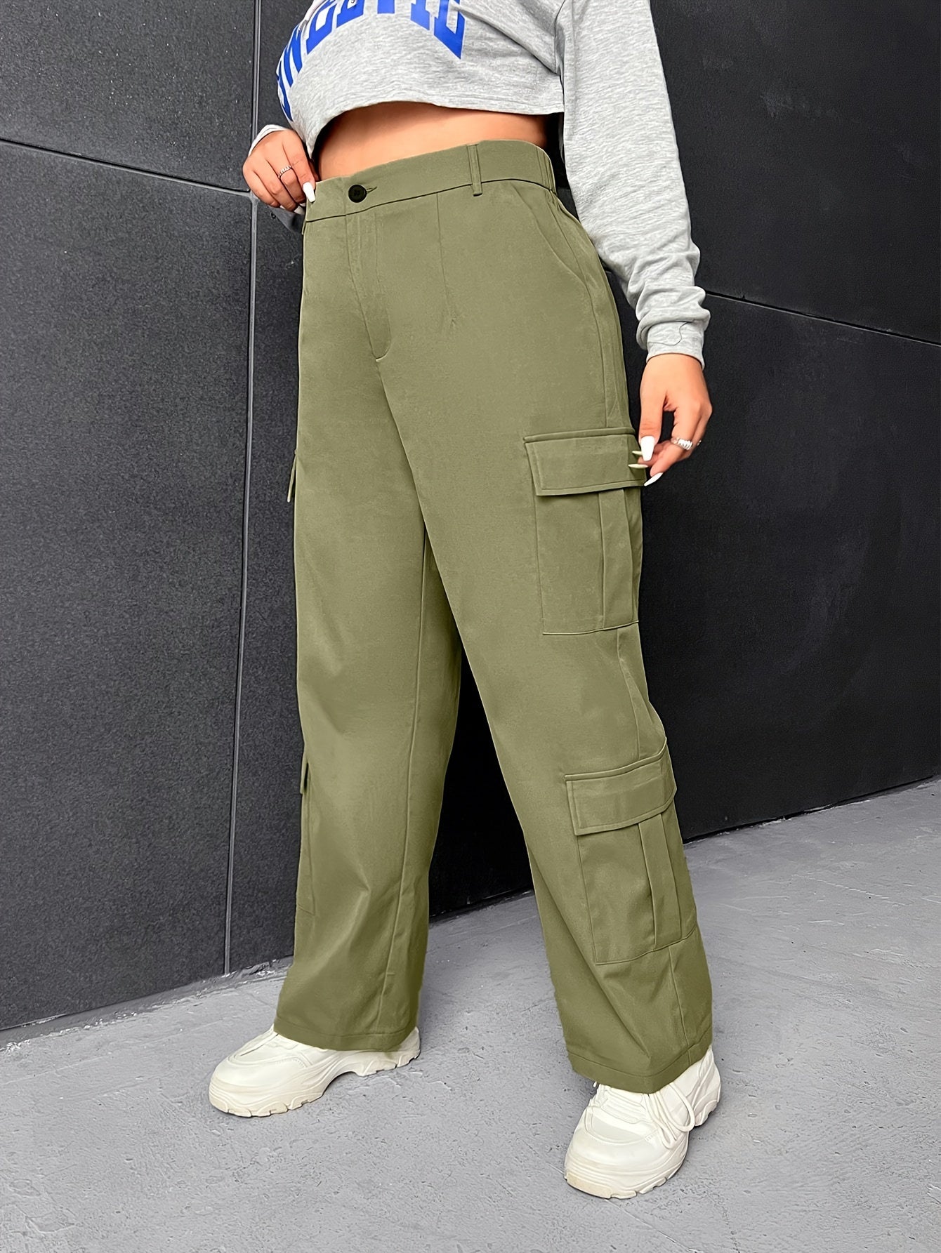  Women's Cargo Trousers High Rise Wide Leg Pants
