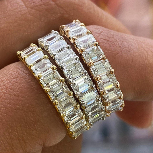 Paved Square Crystal Zircon Engagement Ring