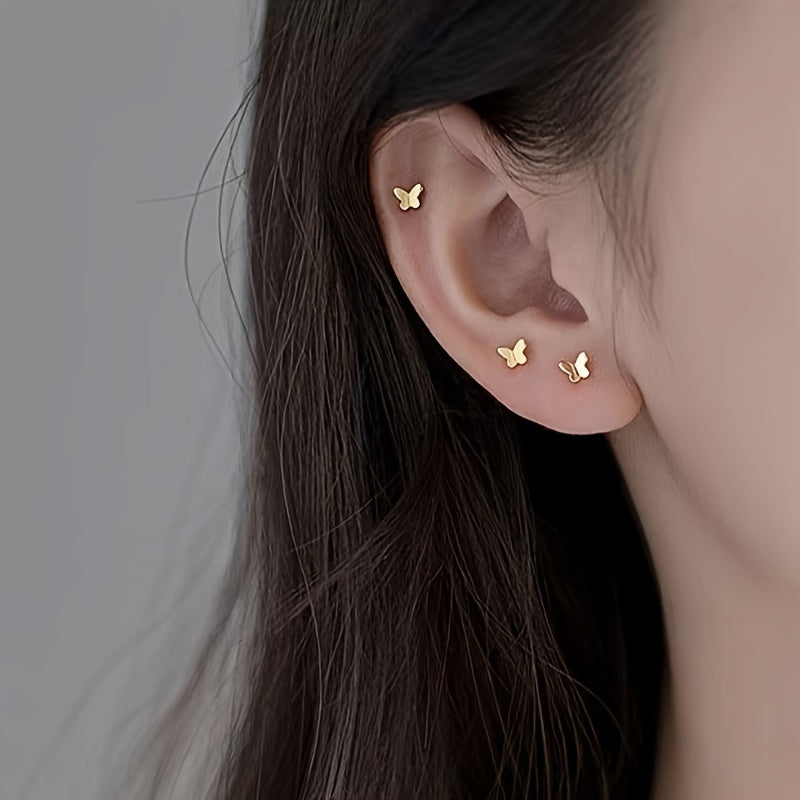 925 Silver Butterfly Stud Earrings Fairy Ear Bone Studs