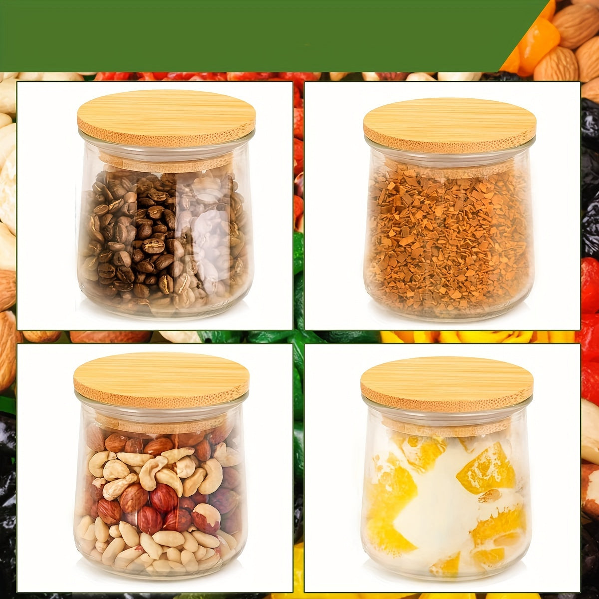 10pcs Reusable Bamboo Oui Lids with Silicone Sealing Rings for Oui Yogurt Jars