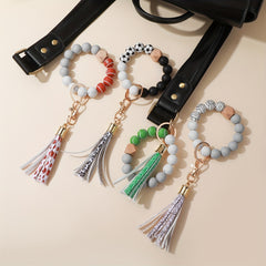Silicone Bead Bracelet Key Chain Baby Tassel
