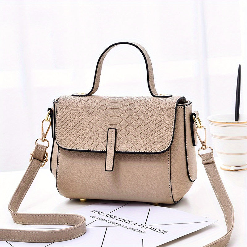 Small Snakeskin Embossed Crossbody Bag Women's Top Handle Purses