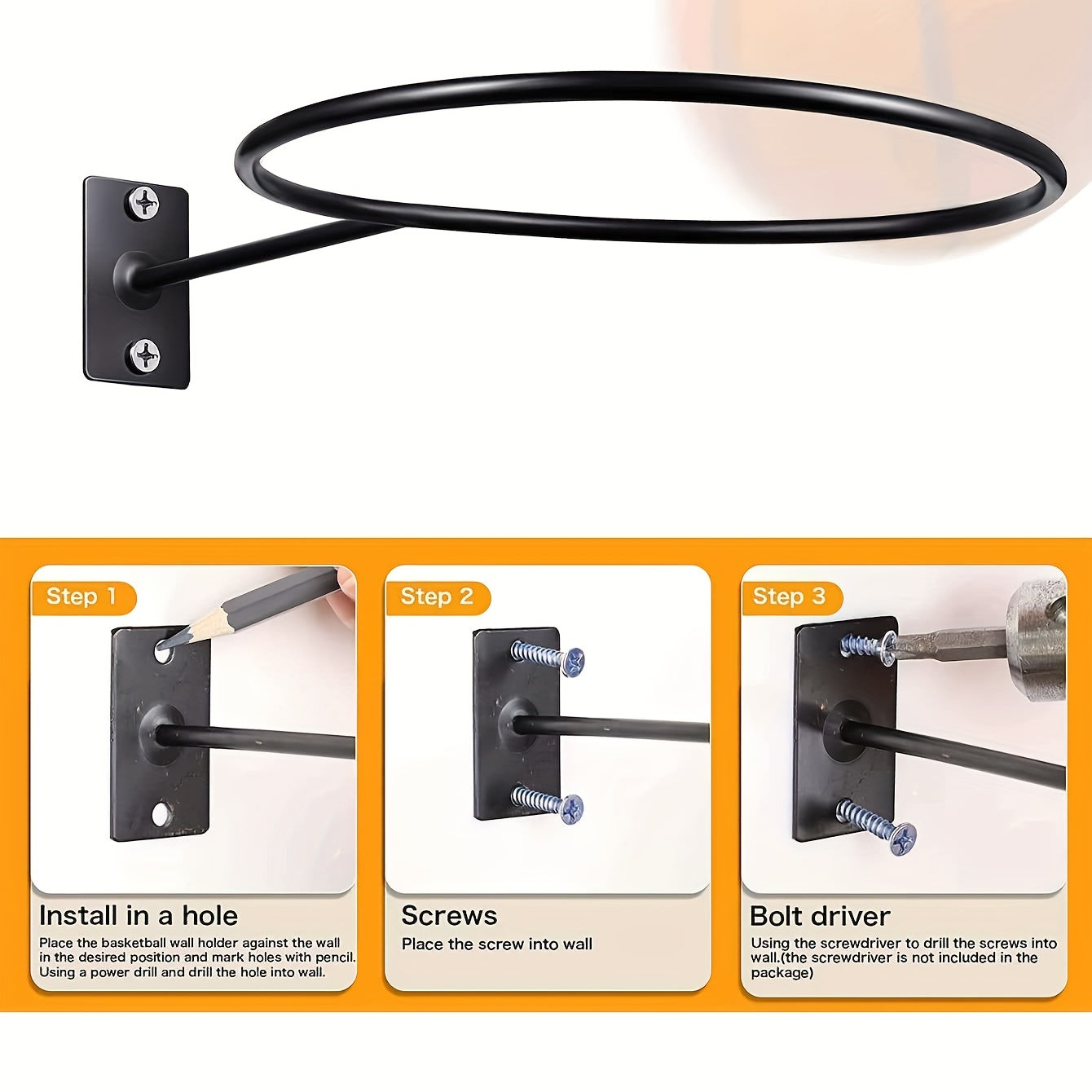 Wall Mounted Ball Rack Storage Holder for Basketball Football Volleyball