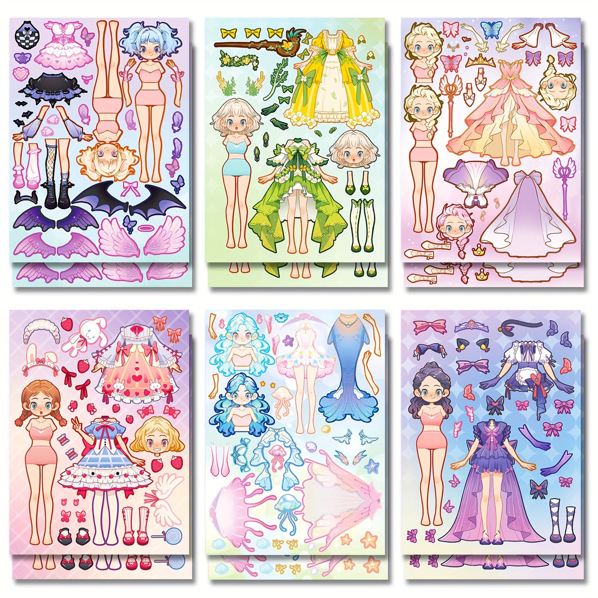 Cartoon Princess Reusable Stickers Set