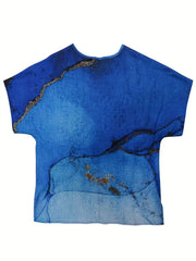  Casual Blouse Women's Plus Split Tie Dye Floral Print
