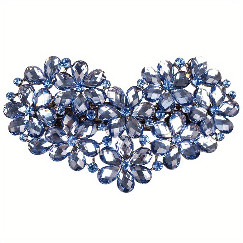 Heart Rhinestone Hair Clips French Barrette Hair Bun Maker