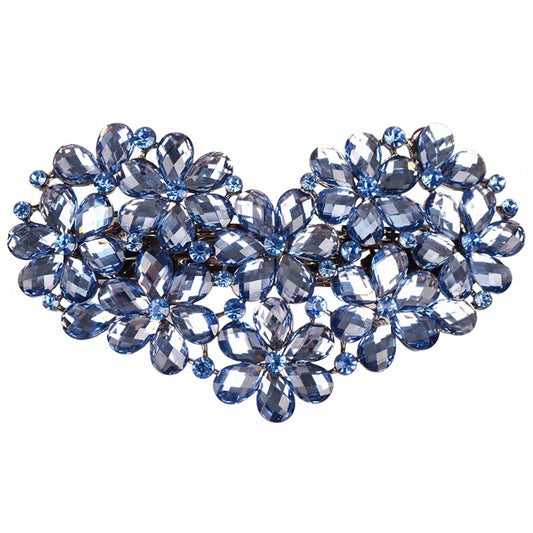Heart Rhinestone Hair Clips French Barrette Hair Bun Maker