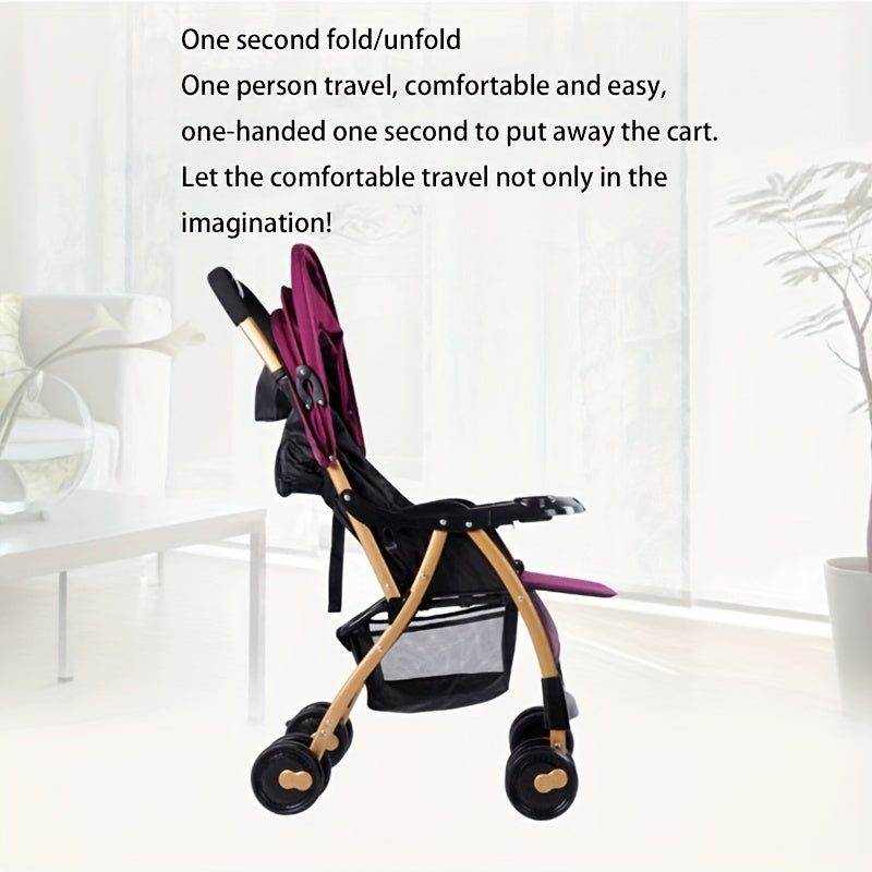 Panoramic Sunroof Awning Baby Stroller with One-handed Folding