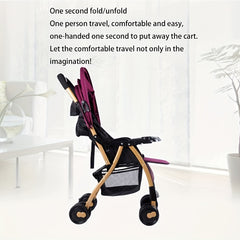 Panoramic Sunroof Awning Baby Stroller with One-handed Folding