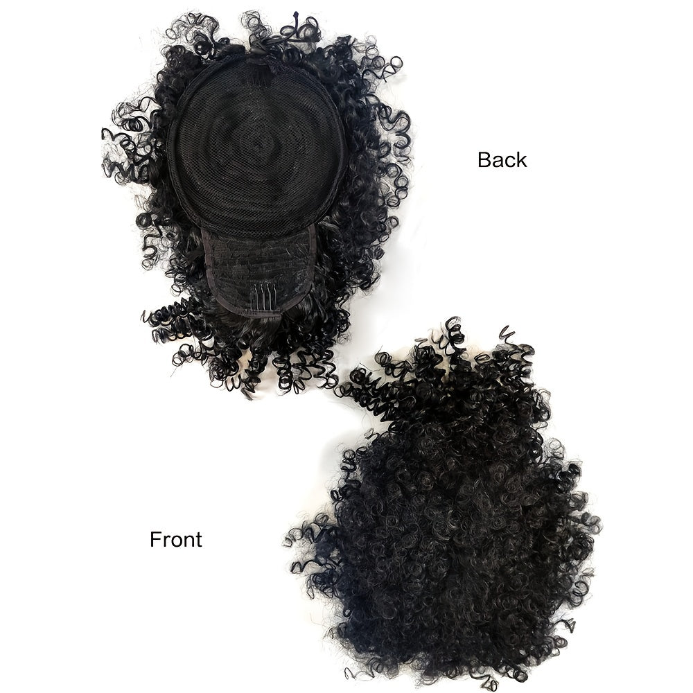 Kinky Curly Hair Afro Puff Ponytail with Bangs