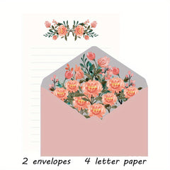 Vintage Floral Stationery Set: Blank Note Cards & Envelopes