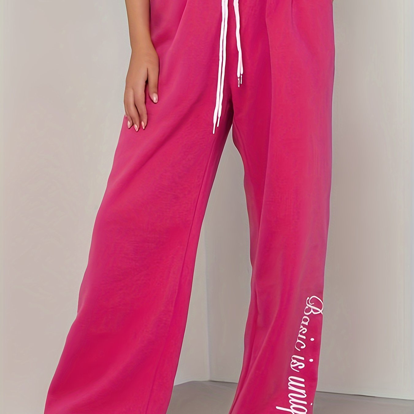  Casual Pants Women's Plus Letter Print Elastic Drawstring