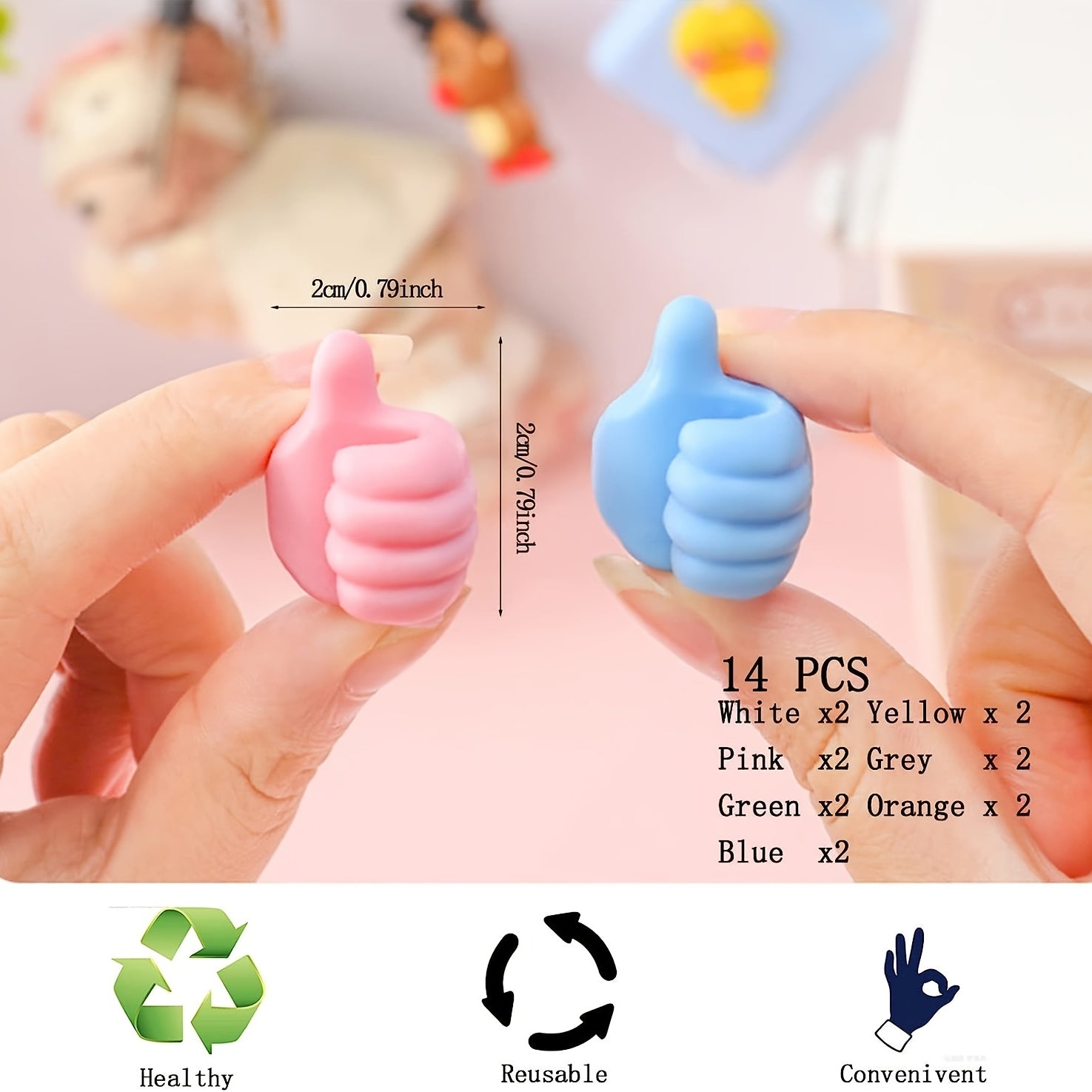 14pcs Self Adhesive Cable Organizer Clips Key Hook Holder
