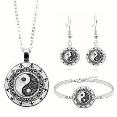 Women's Jewelry Set - Pendant Necklace, Drop Earrings, Bangle Bracelet