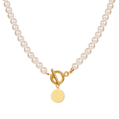 Women's Round Pendant Necklace in Gold Tone