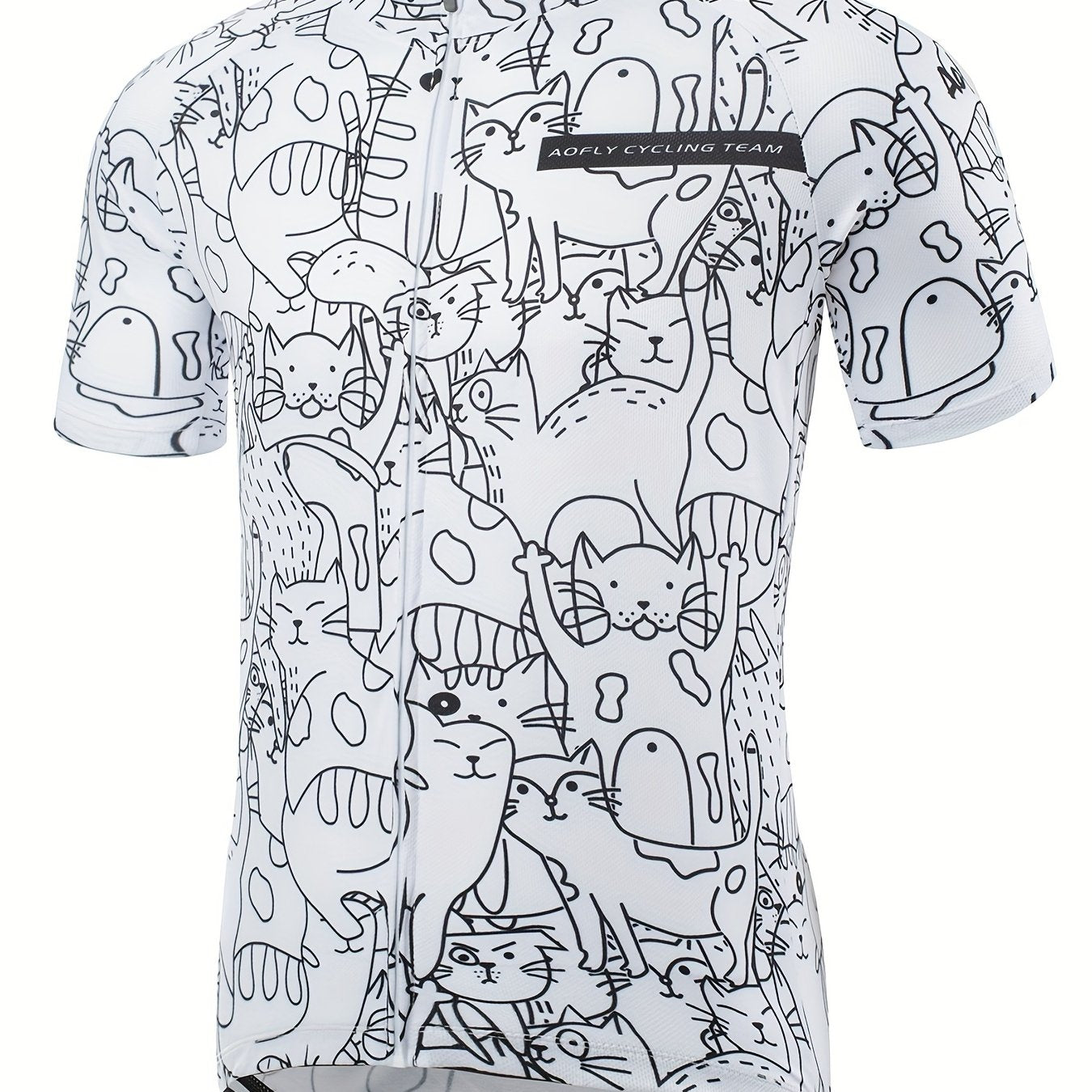 Men's Cat Cycling Jersey Short Sleeve Quick Drying Zip Up Shirt