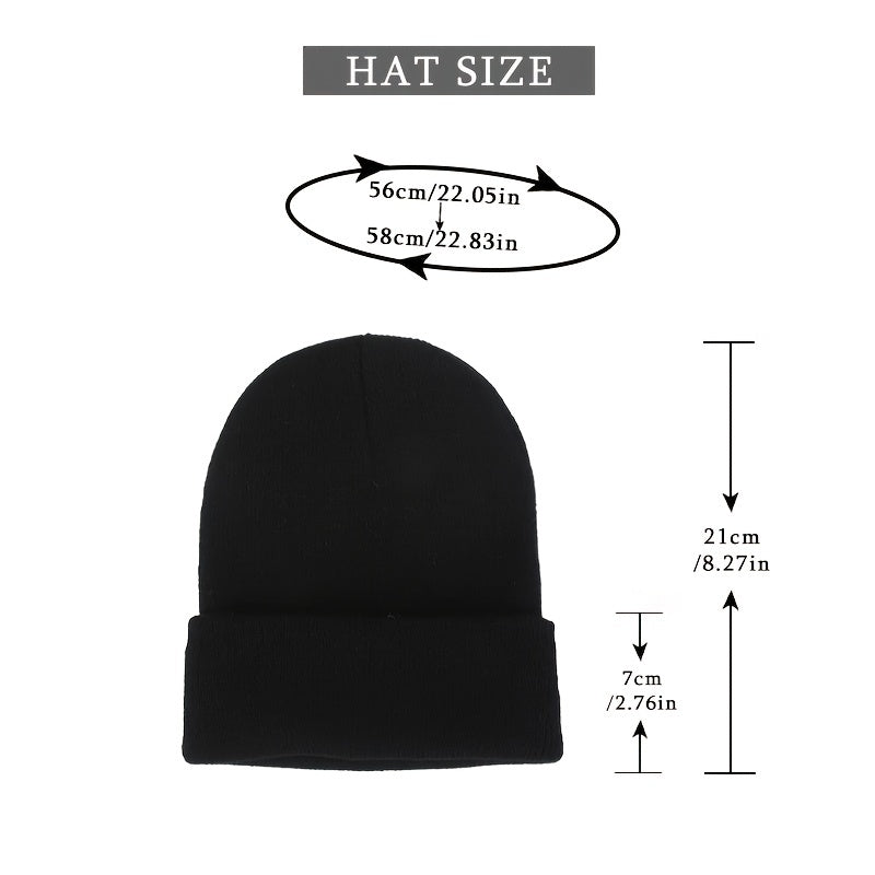 Fluorescent Knitted Beanie Hats Elastic Woolen Cap