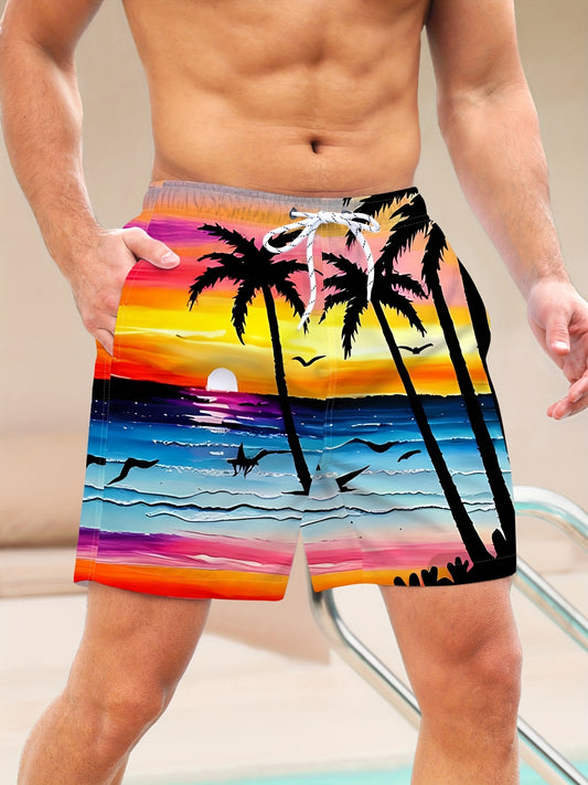 Men's Quick Dry Hawaiian Beach Board Shorts Colorful Swim Trunks