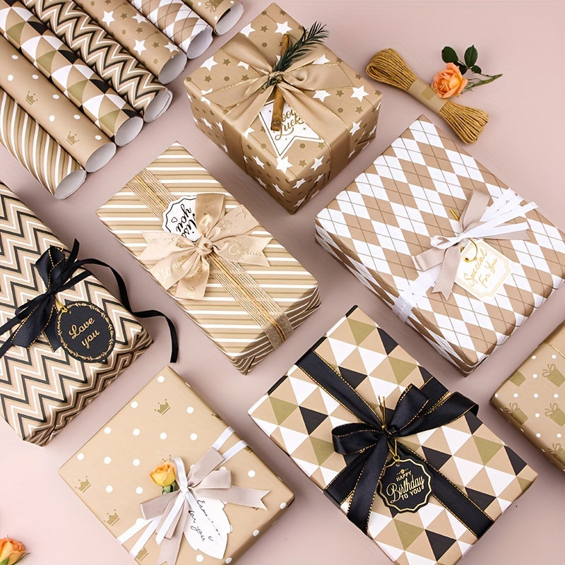 7pcs Colorful Cartoon Birthday Gift Wrapping Paper Roll