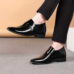 Glossy Tux Shoes Almond Toe Leather Loafer