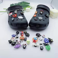 25pcs Halloween Shoe Charms with Chain for Clogs DIY Accessories
