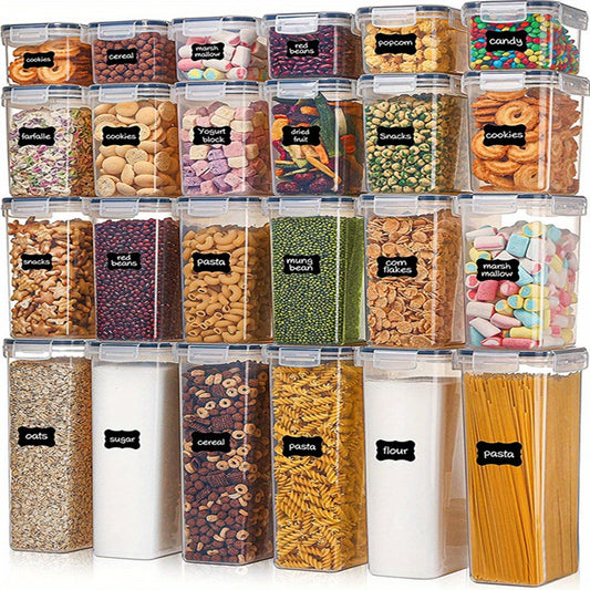 24pcs Airtight Food Storage Container With Lid And 30pcs Stickers