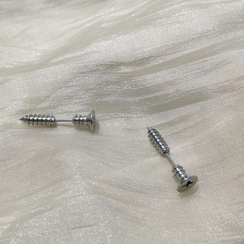 Hip Hop Stainless Steel Screw Stud Earrings