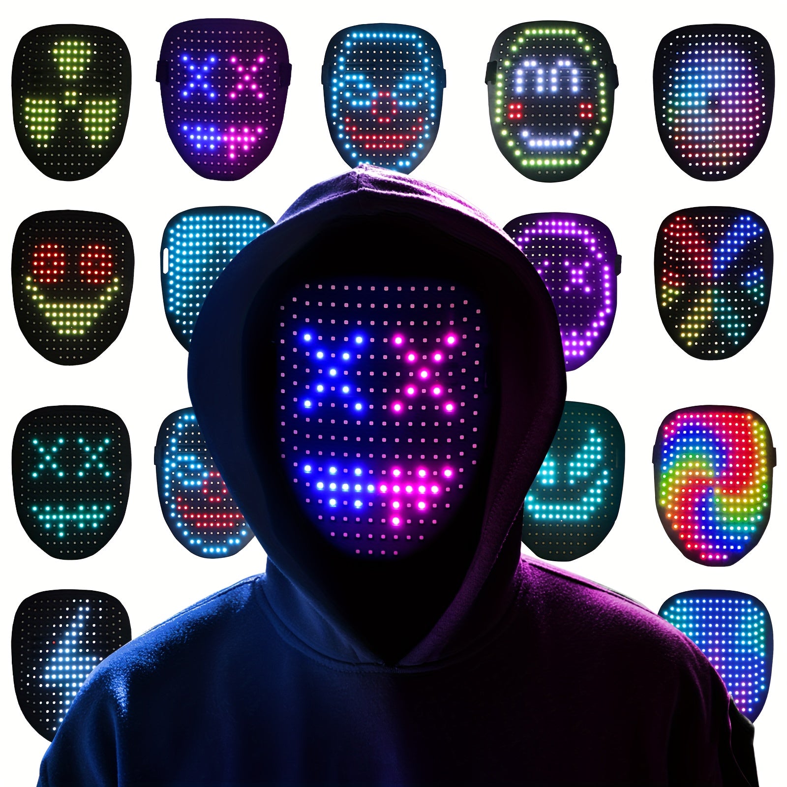 LED Mask with Gesture Sensing Halloween Costume Props