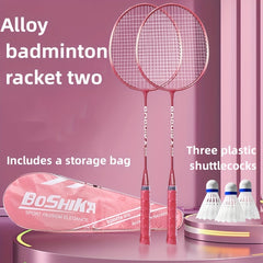 2pcs Badminton Rackets And 3pcs Badminton Ball Set Alloy Lightweight