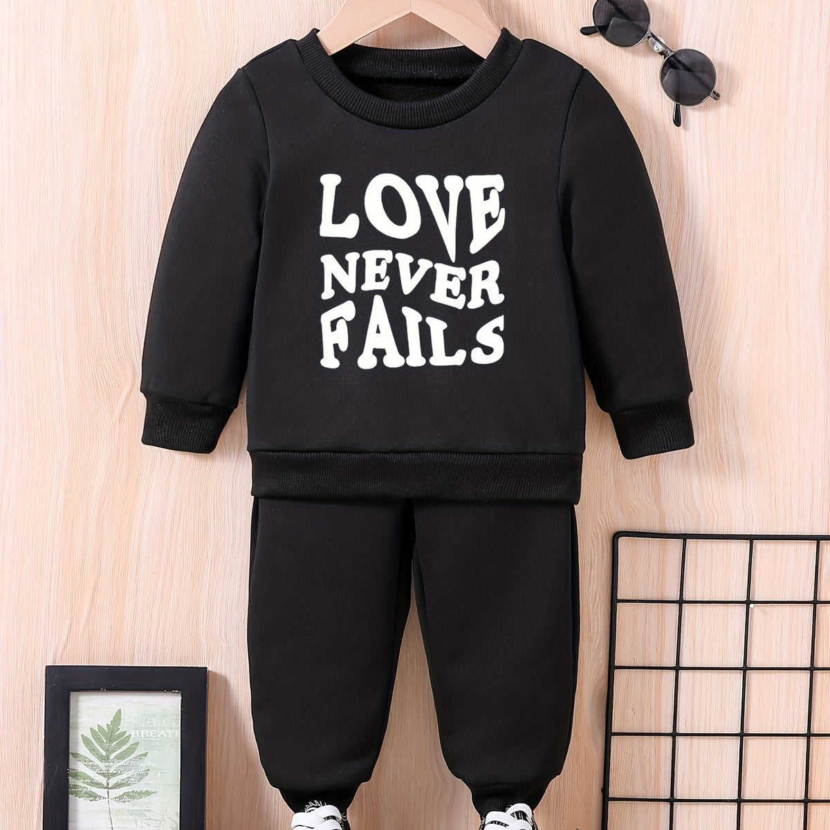 Baby Love Print Outfit Long Sleeve Sweatshirt Trousers Set