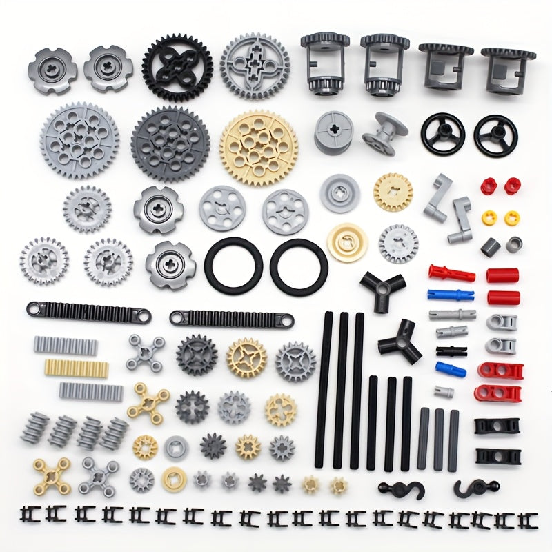 116pc Building Block Tech Components Gears Wheels Pins Connectors