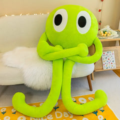 Long Legged Octopus Plush Toy Soft Purple & Green Plush with Heart Eyes