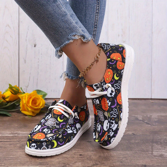 Scary Pumpkin Ghost Slip On Sneakers Lightweight Comfortable Boat Shoes
