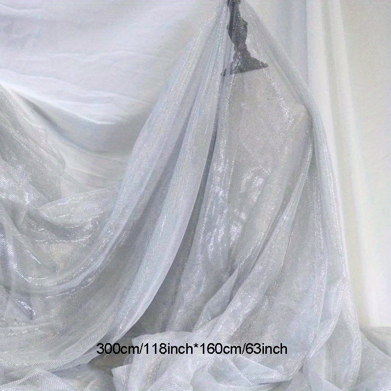 Pearl Silvery Hollow Mesh Perspective Fabric for Wedding Dress