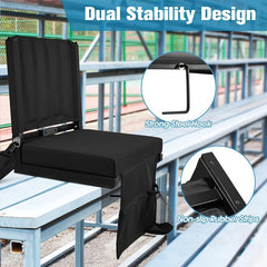 Portable Stadium Seat With Back Support & Wide Cushion