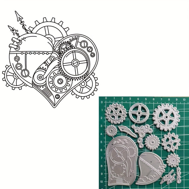 Steampunk Gear Heart Die Cuts for Card Making Scrapbooking DIY Crafts