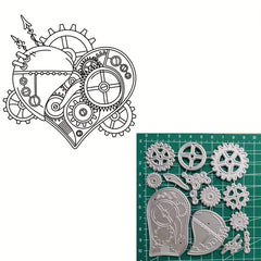 Steampunk Gear Heart Die Cuts for Card Making Scrapbooking DIY Crafts