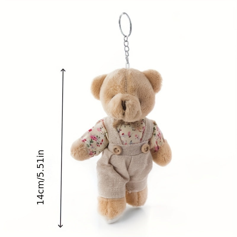 2pcs Burlap Couple Bear Plush Doll Keychain Couple Rabbit Plush Pendant