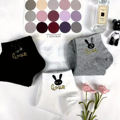 5 Pairs Bunny Print Crew Socks Women's Stockings & Hosiery
